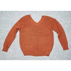 Rue21 Sweater Womens XS Rust Brown Pullover Long Sleeve V-Neck Knit New